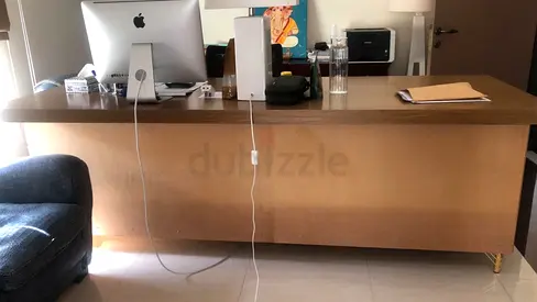 Custom built Wooden office desk with storage