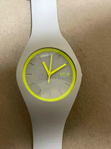 Ice Watch silicone unisex wristwatch - white with neon yellow accents