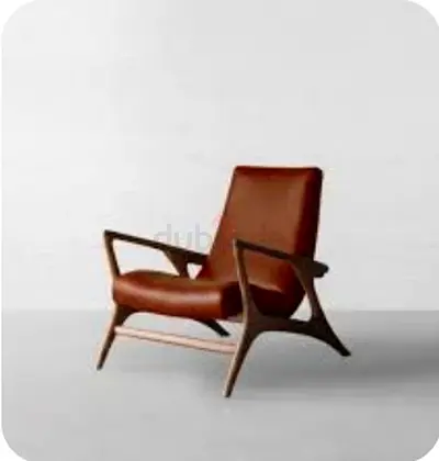 Mid-century Modern Leather Lounge Vladimir Kagan style chair.  with Wooden Frame