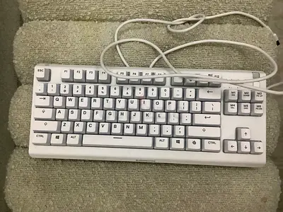 Compact wired white mechanical keyboard (used)