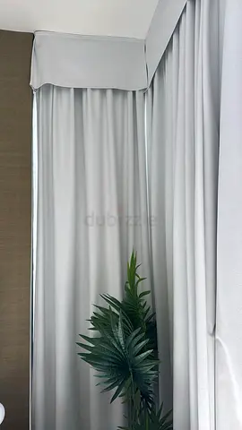 White full blackout Full-Length Curtains with Pelmet (no rod and no sheer curtains)