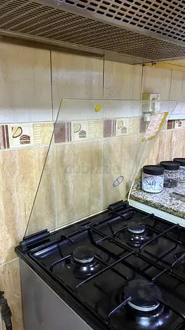 Glass Splash Guard for Gas Stove — Clear Tempered Panel (Used)