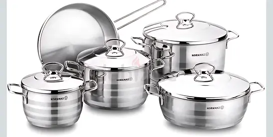 Korkmaz Astra 9 Pcs Tri-Ply Bottom Stainless Steel Cookware Set