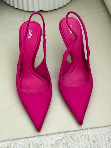 Zara Fuchsia Slingback Pointed Toe Heels - Size Info in Photos