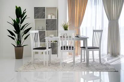 White 4-Seater Dining Table with Chairs - Modern Minimalist Set