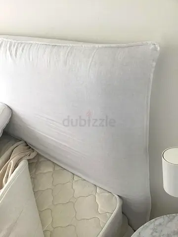 White Upholstered Bed Headboard - Good Condition