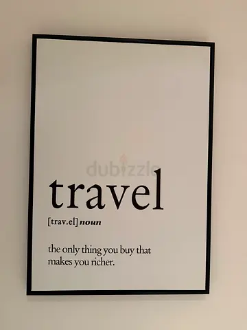 Minimalist Framed travel Typography Print - Black Frame