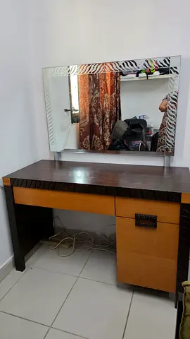 Soild Wood Dresser with Mirror 
bought from Home Center 
Was 850
Now Dhs 350