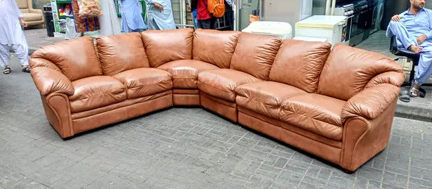 Sofa Leather Brown 5 Seater