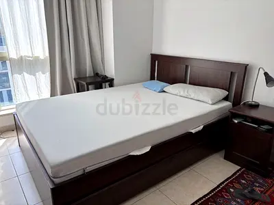Dark Wood 140x200cm Ikea Songesand Bed with Storage Drawers - Good Condition - in Dubai Marina