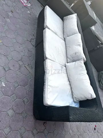 3-Seater Outdoor Wicker Sofa with Cushions