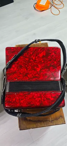 Red Vintage Piano Accordion in Good Working Condition