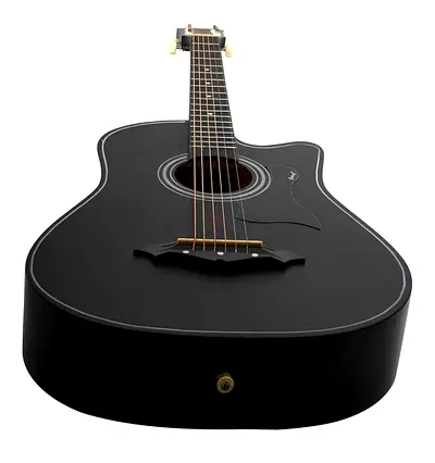 JUAREZ JRZ38CAB-BK-KIT 38 Inch Cutaway Acoustic Guitar (Matte Black) | ABS Neck  Fingerboard | Acou
