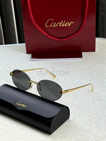 Cartier rimless round sunglasses with case and bag
