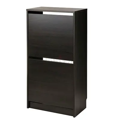 BISSA Shoe cabinet with 2 compartments, black-brown