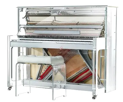 Steiner HU-125A Crystal Upright Piano - Silver