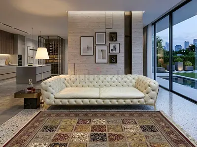 Calia Italia Tufted “Bella Époque” Luxury Genuine Leather Large Sofa – Made in Italy