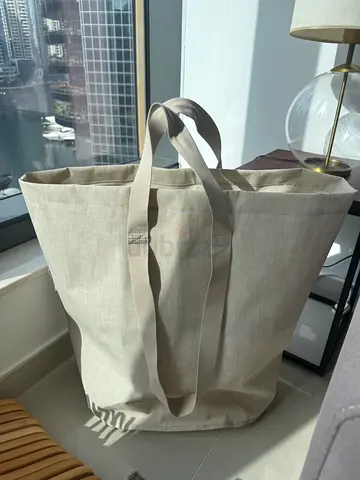 Beige Canvas Laundry Bin