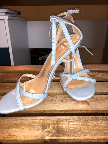 Light blue strappy high heel sandals, size available (good condition)