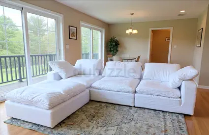 Marina home Luscious original feathWhite L-shaped Sofa with Ottoman — Comfortable 3-seater Sectional