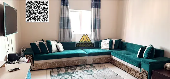 One-bedroom apartment for rent in Al Nuaimiya 2, Ajman, on Khalifa Street near Gulf Bridge. Spacious with an open view, indoor parking, and a prime lo