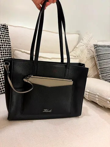 Karl Lagerfeld Black leather bag with detachable pouch