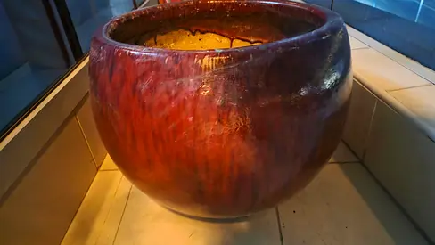 Ceramic Pot Planter 38cm H 43cm W -Maroon Colour-Garden Centre