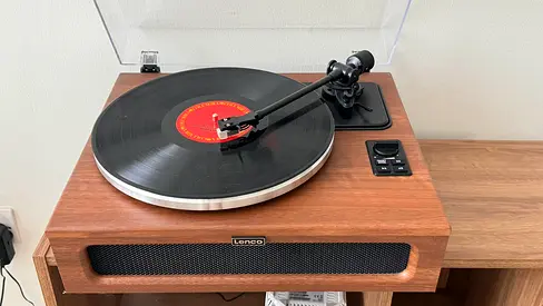 Lenco Wooden Turntable Record Player with Built-in Speakers - almost new