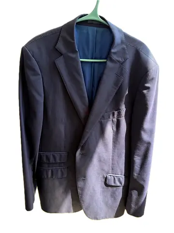 Mens Navy Blazer - Classic Single-Breasted Jacket, Good Condition + Trousers