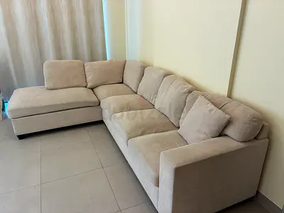 SALE!!! Beige L-shaped Corner Sofa - Comfortable 3-Seater with Chaise