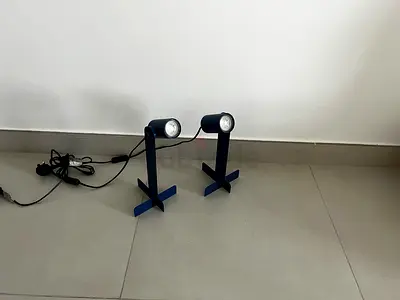 Pair of modern adjustable desk/table spot lamps - navy blue