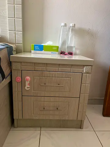 Small modern bedside cabinet / nightstand - light wood finish