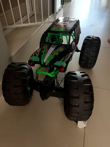 Large Remote Control Monster Truck - Green/Black, Good Condition
