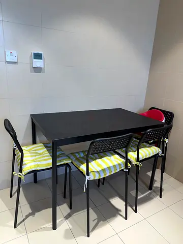 Black Ikea Dining Table with 4 Chairs (used) - Compact Set