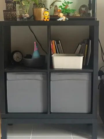 IKEA Kallax-style 4-cube Storage Shelf (Black/Brown)