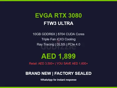 EVGA RTX 3080 FTW3 Ultra NEW Sealed - Best Gaming GPU Deal in Dubai