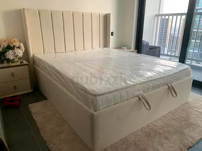 Elegant Queen size fully customisable bedframe in soft Valvet Fabric storage can be installed
