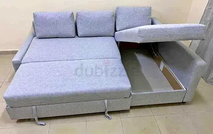 Light Grey L-Shaped Sofa Bed with Storage — Excellent Condition
