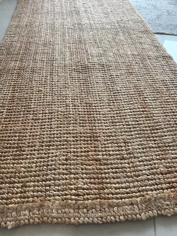 Handwoven Natural Jute Runner Rug - Neutral Beige, Good Condition