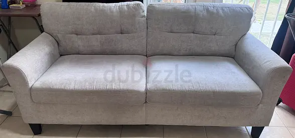 Light Grey 2-Seater Fabric Sofa — Good Condition