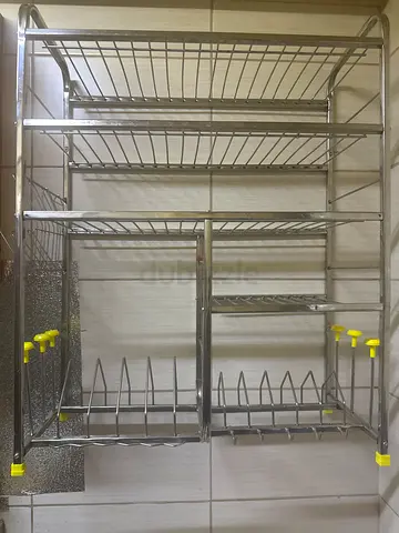 Stainless Steel Multi-tier Dish Drying Rack with Cutlery Holder, New stand never used.