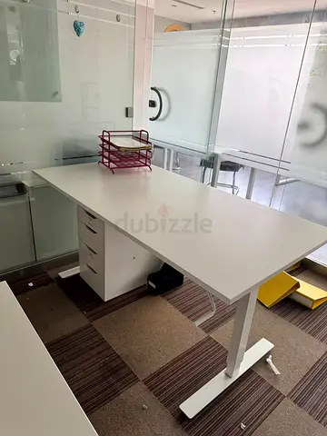 white sit stand desk