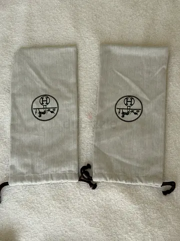 Pair Hermes dust bags (2) - beige drawstring