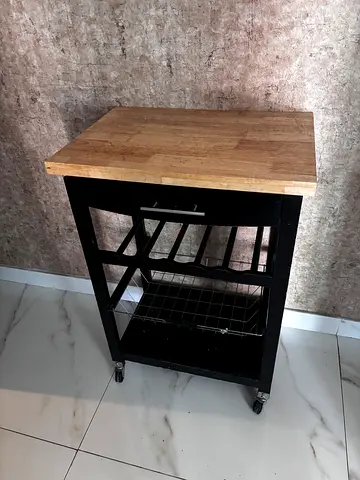 PANHOME - Small Kitchen Island Trolley with Wooden Top and Storage Rack