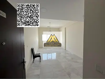 A spacious 1-bedroom apartment with a living room for annual rent in Al Nuaimiya 1 – Ajman. It features 2 bathrooms, built-in wardrobes, and a prime l