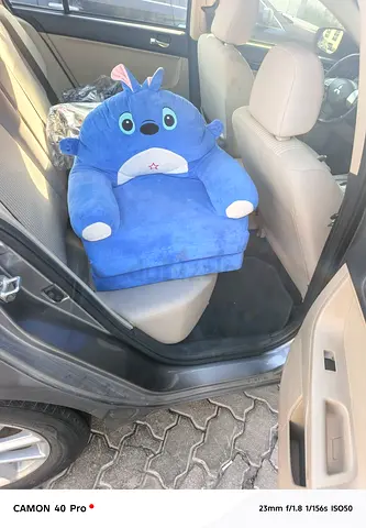 Plush Blue Kids Car Seat Extender / Travel Bed