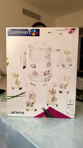 Luminarc Jacinthe 7-piece Glass Pitcher and Tumbler Set - New in Box