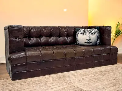 leather, three seater sofa