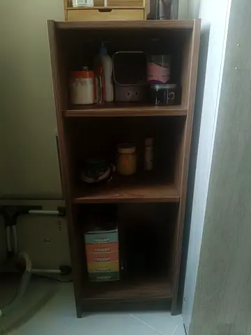 Tall Narrow Wooden Shelf Unit - Compact 3-Shelf Storage