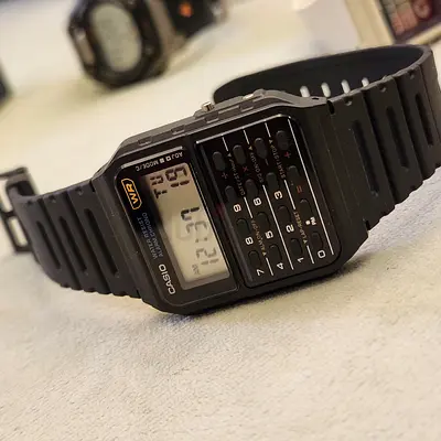 Casio Vintage Calculator Watch (Black) - Working Condition